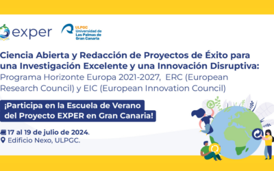 La Escuela de Verano del proyecto EXPER reforzará la ciencia abierta y la redacción de propuestas para Horizonte Europa en Gran Canaria